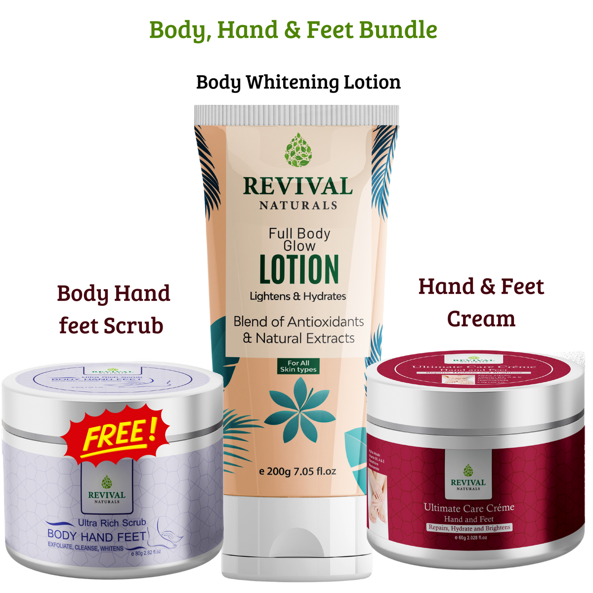 3 in 1 Whitening Body, Hand & feet Bundle.