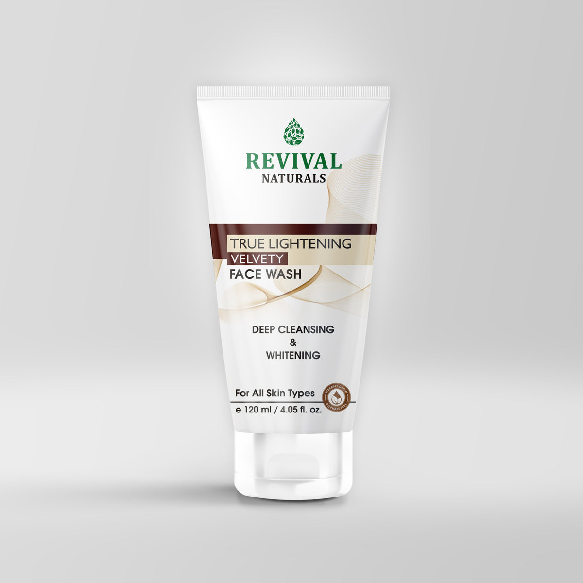 Revival Naturals True Lightening Velvety Face Wash for skin whitening and dark spot removal, suitable for all skin types.